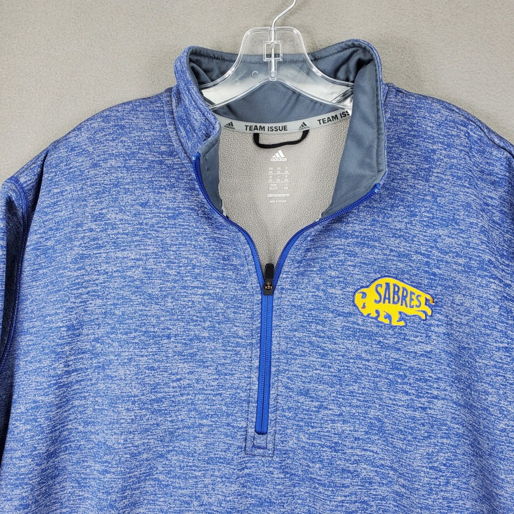Adidas Pullover Mens 2XL Blue Buffalo Sabres NHL Team Issue Climawarm 1/4 Zip